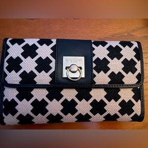 Spartina 449 black and cream checkered trifold wallet